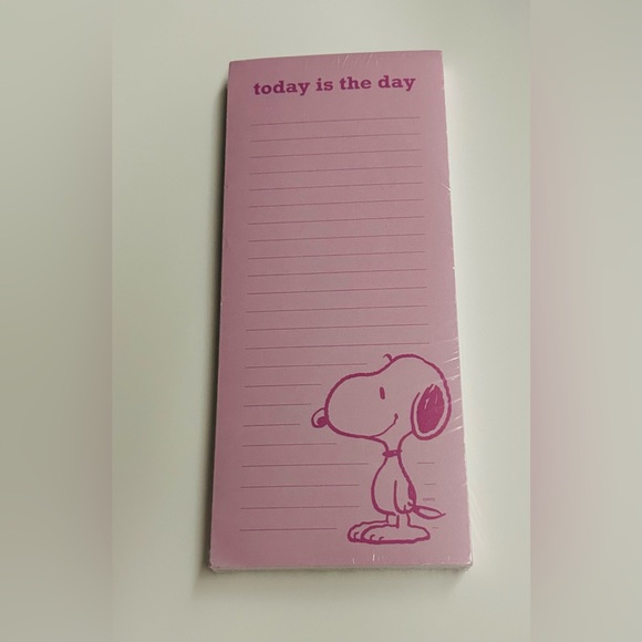 New Long Pink Peanuts Lined Pad "today is the day" 2 Magnets 100 Pages Graphique - Picture 9 of 9